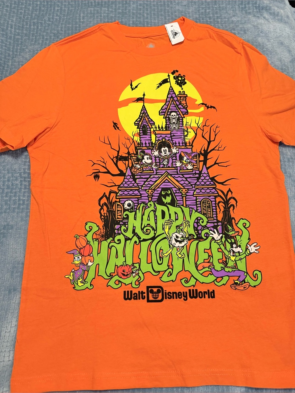 Disney Orange Halloween Haunted Castle Tee adult medium new